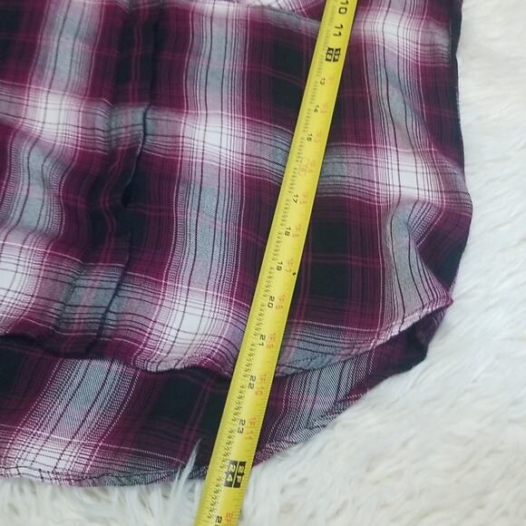 Express Soft Plaid Embellished Button Up Shirt - Picture 7 of 7